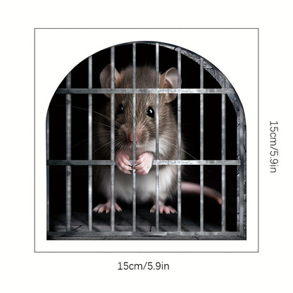 Cute 3D Mouse Hole Sticker - Flower Branch Mouse Pattern - Waterproof and No Residue - Perfect for Home Decor and Reading Corner Halloween, Christmas