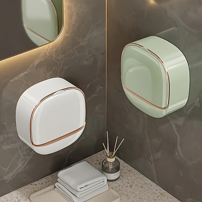 Easy to install wall mounted soap dish with lid - double layer plastic storage rack for bathroom and kitchen