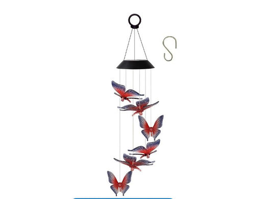 FA-068 Solar Powered Wind Chimes Butterfly Garden Light