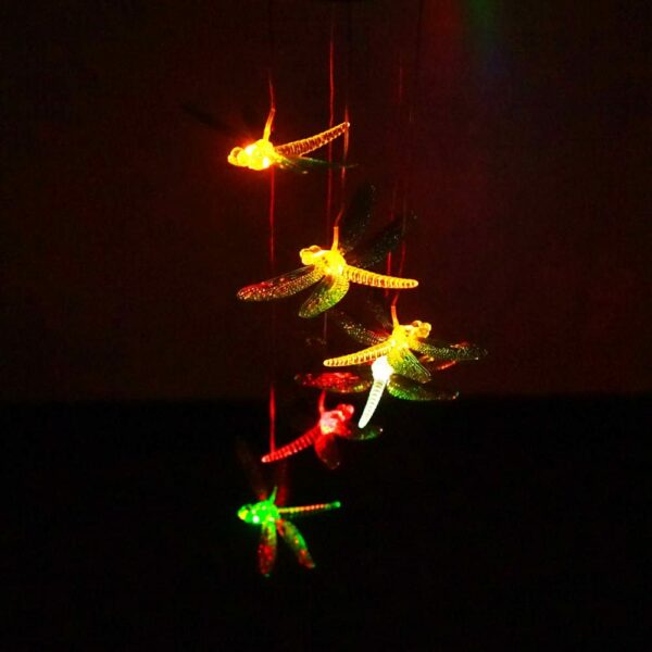 FA-070 Solar Powered Dragonfly Wind Chime Garden Light Multicolor