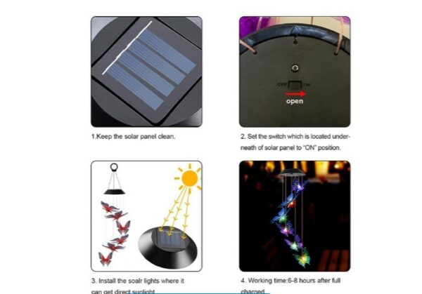 FA-068 Solar Powered Wind Chimes Butterfly Garden Light