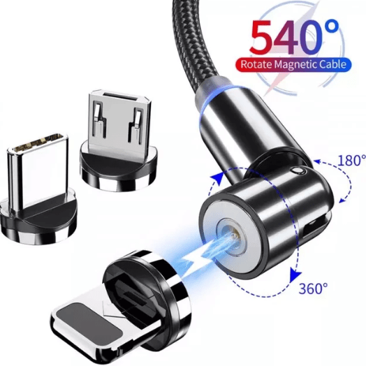 360° 3 in 1 Magnetic Cable Micro USB Type C Lightning