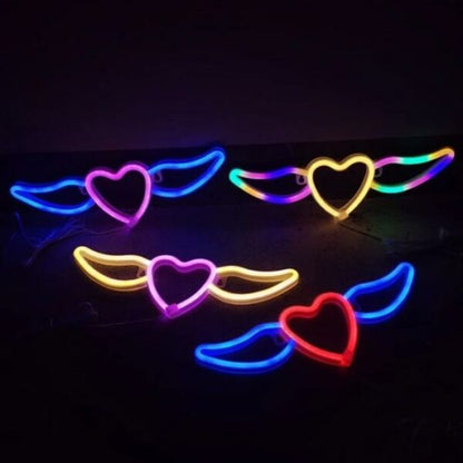 FA-A64 Heart Wing Neon Sign Lamp USB And Battery Operated