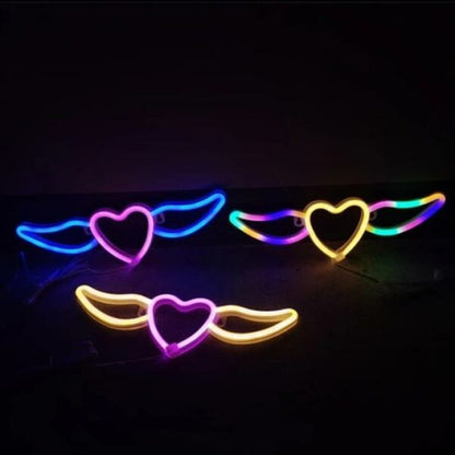 FA-A64 Heart Wing Neon Sign Lamp USB And Battery Operated