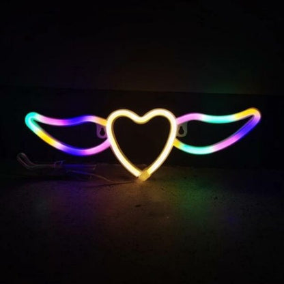 FA-A64 Heart Wing Neon Sign Lamp USB And Battery Operated