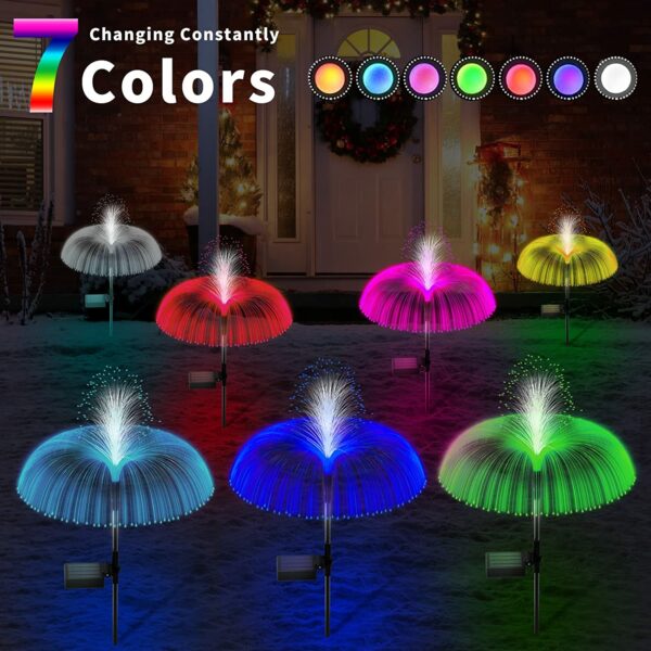 FA-LC74C Solar Powered Fountain Jelly Fish Light 2 Pcs 7 Colour Changing