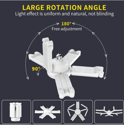FA-004 E27 LED Snowflake Shape Foldable Pattern Changing Light 80W 6500K