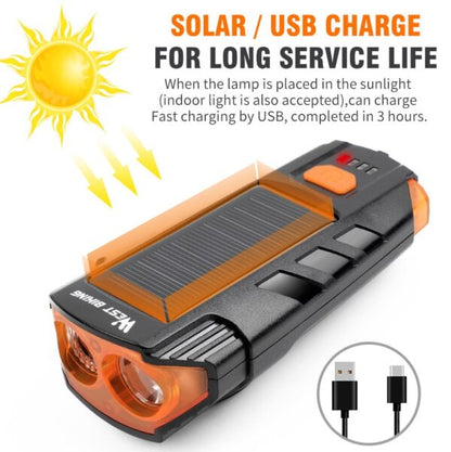 Aerbes AB-TY17 Dual Light Source Solar Powered Horn Bicycle Light 120lm