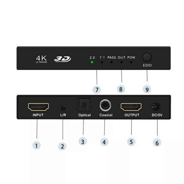 XF0515 4K HDMI 2.0 Audio Extractor HDR 4K HDMI Audio Splitter