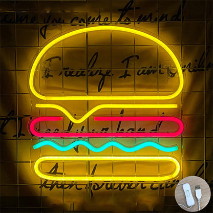 C-16 USB Powered Hamburger Neon Lamp With Back Plate + ON Off Switch