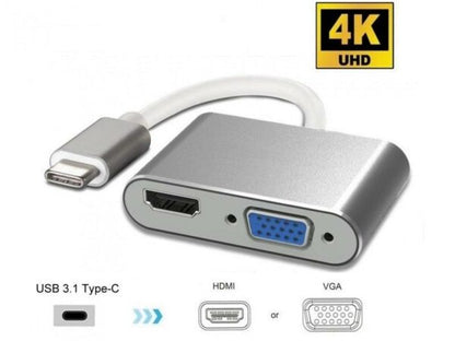 Type C male to HDMI and VGA female Adapter Cable
