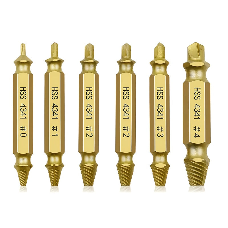 6pcs Damaged Screw Extractor Bit Set with Tool Box  HSS Screw Extractor  Hand Tool Accessories
