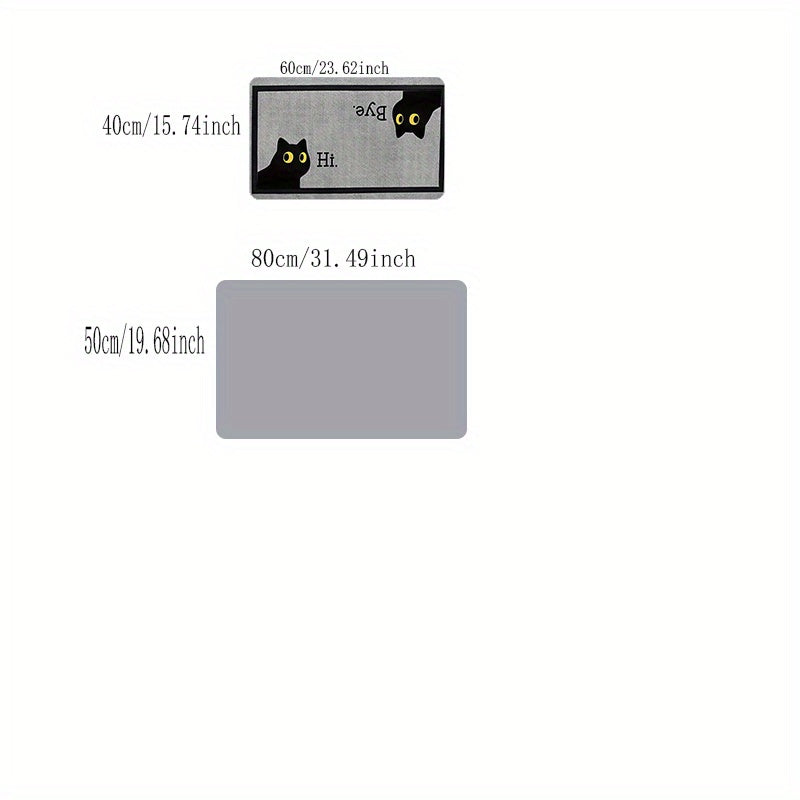 Cute Black Cat Doormat With "B&K Hi" Design