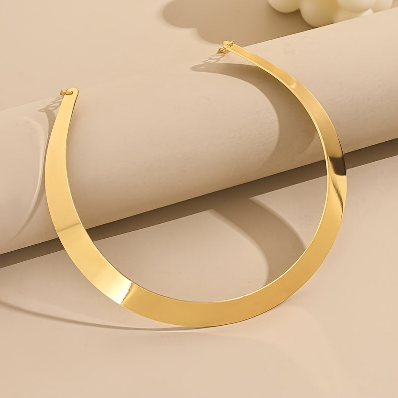 Women's Geometric Open Cuff Choker Necklace   High Shine Golden Finish  Minimalist Bold Design for Everyday & Party Jewelry  Year Round Versatile Accessory  Smooth Glossy Finish