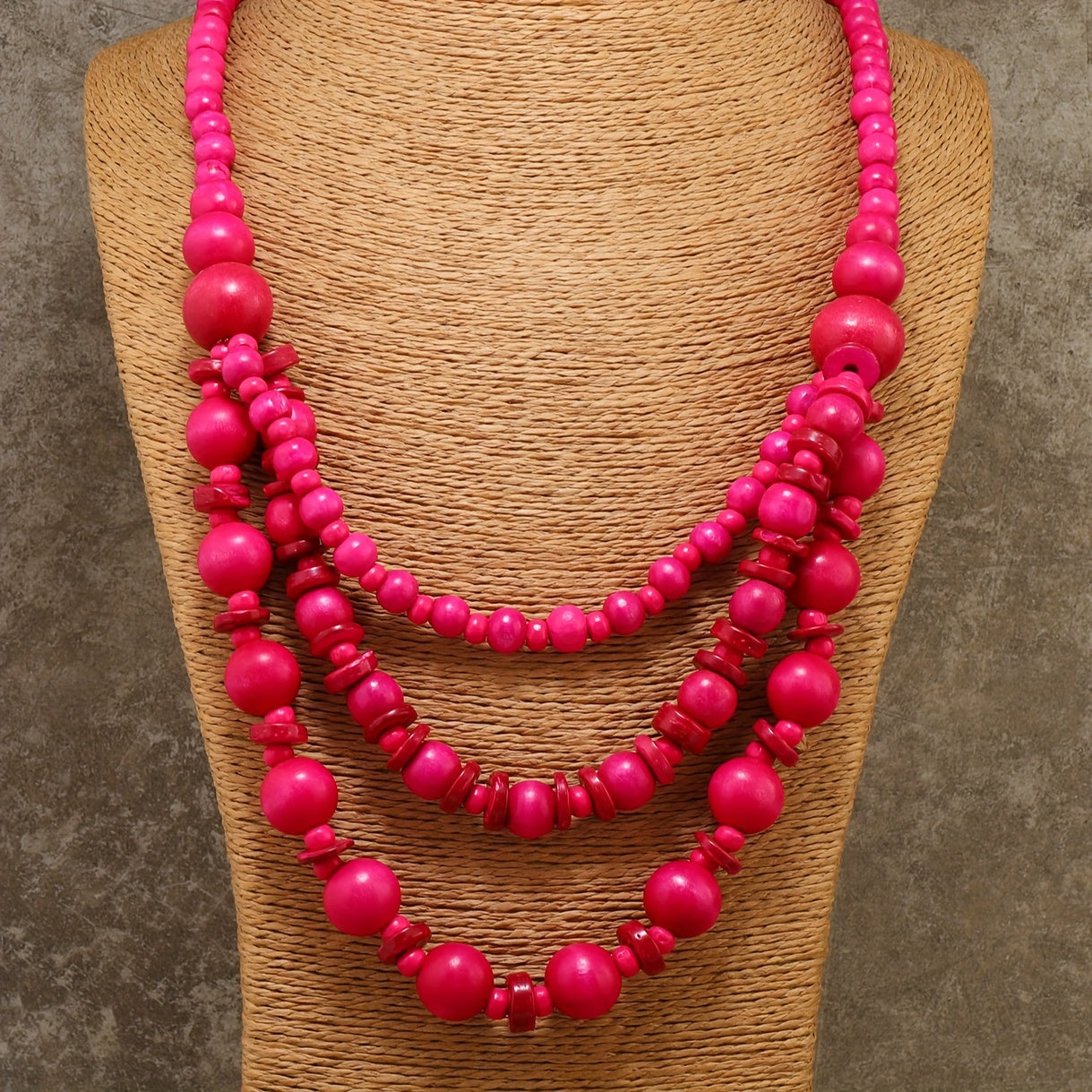 Handmade Bohemian Multi Layer Necklace   High Quality Recycled Wood Beads with Vibrant Yellow & Golden Brown Tones  Intricate Carvings  Versatile for Casual Attire or Gift  Women's Fashion Jewelry  Wooden Necklace  Gift Accessory  Multilayered Design