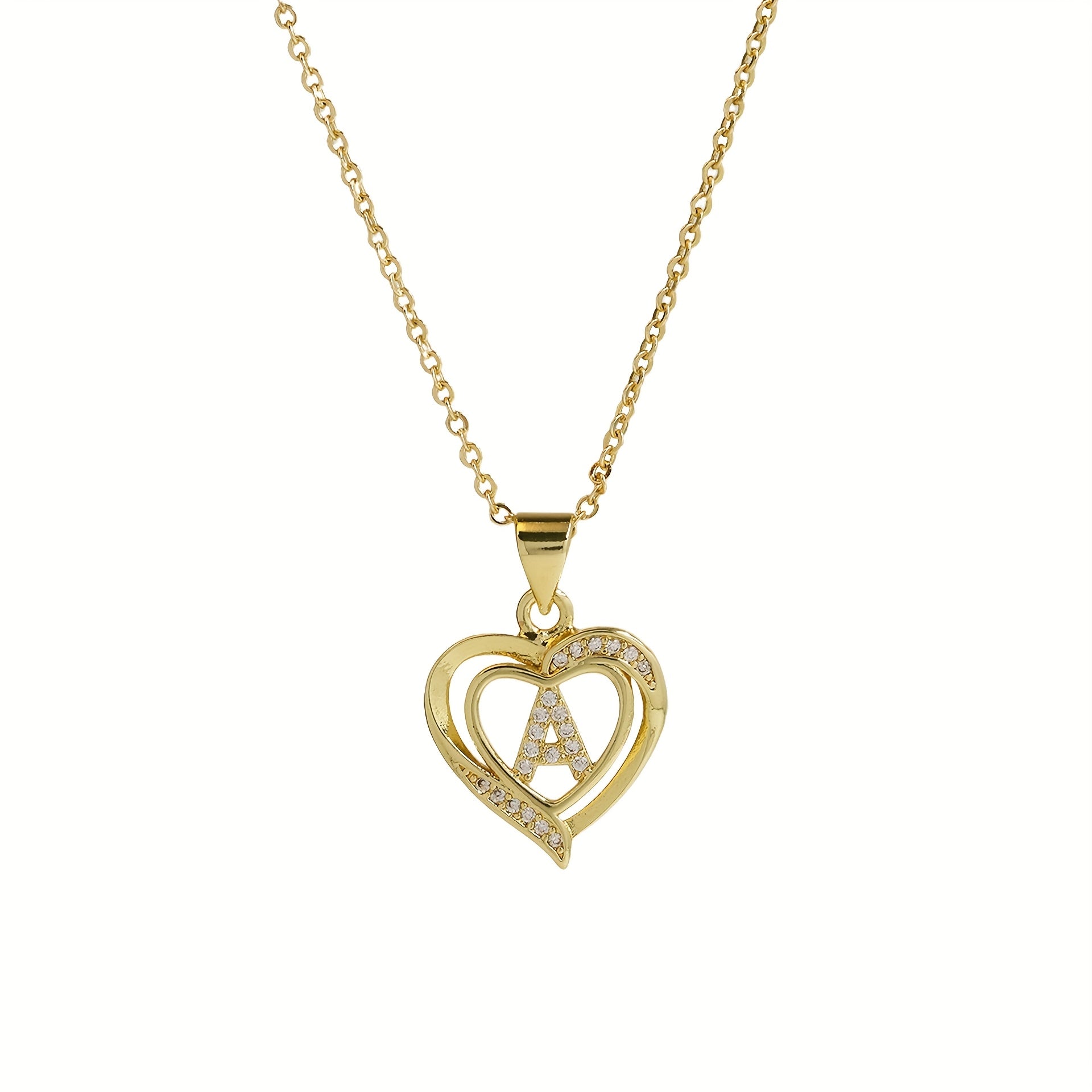 1pc 's Initial Necklace   1 Golden Plated Golden Plated Heart Pendant with A Z Letters (A Z)   Name Jewelry Gift for Wedding  Mother's Day    Elegant Golden Tone Initial Charm for Casual Attire & Special Occasions  for Teenager