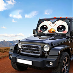 1pc Cute Big Eye Penguin Car Windshield Sunshade   Foldable Fit for SUV & Truck Front Windows  UV Protection & Heat Reduction  Adorable Cartoon Design with Expressive Eyes  Durable Automotive Accessory  Vehicle Heat Shield | Quality Reflective Material  P
