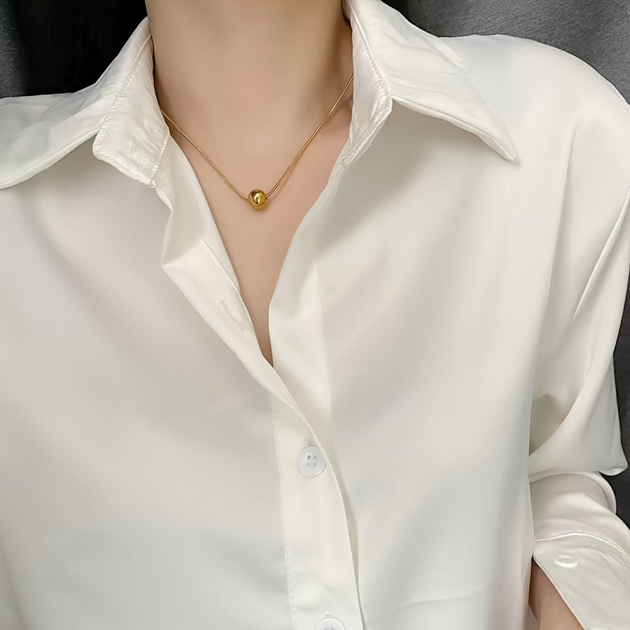 A Fashionable and Minimalist Small Round Bead Pendant  18K Golden Plated  Stainless Steel Women's Choker Necklace  Elegant Choker  Fashion Accessory  Minimalist Pendant  Sleek Design  Highquality Pendant  Lightweight Necklace  Gift For Her