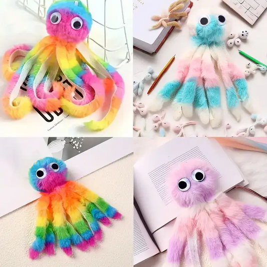 Dog Chew Toys  Colorful Octopus Plush Cat Toy - Durable, Teeth Cleaning Interactive Game for Small Dogs and Cats, No Batteries Required, Indoor, Pet Toy
