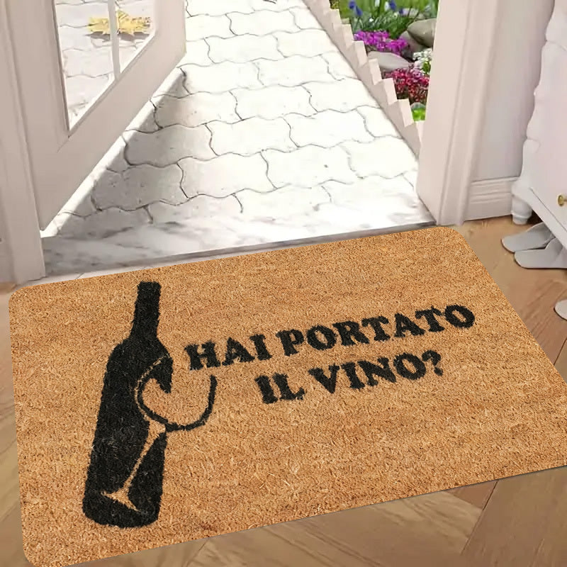 1Pc Italian Wine Themed Doormat With "Hai Portato Il