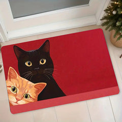 A Flannel Welcome Mat for The Entrance  Featuring a Design with Two Cute Cats  Weighing 450G/㎡  10Mm Thick And Easy to Clean  Suitable for Indoor And Outdoor Decoration  Entryways  Living Rooms  Bedrooms  Offices  Kitchens  Bathrooms  And Hallways.