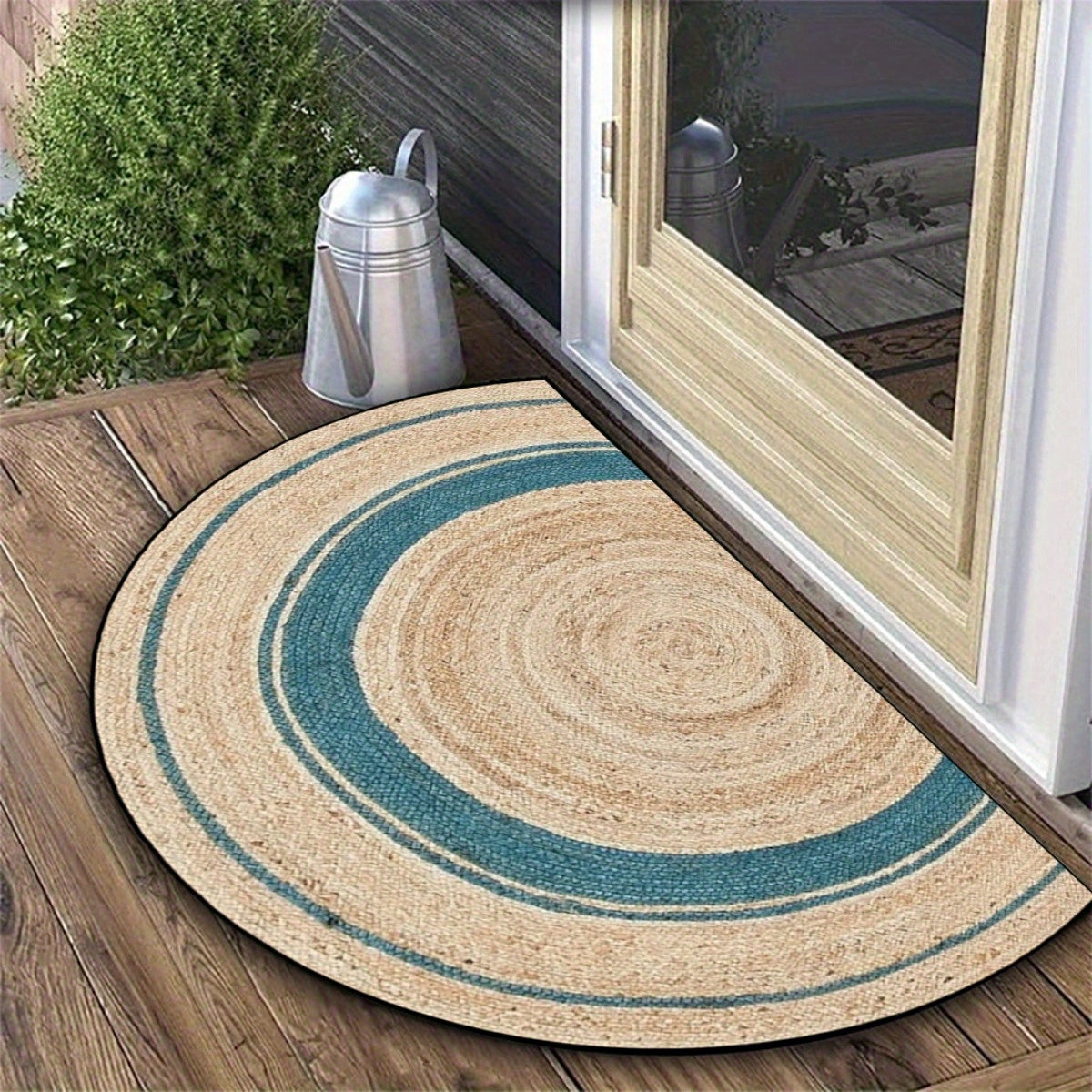 1pc Boho Geometric Printed Semi Circle Door Mat   Durable  Non Slip Backing  Washable for High Traffic Areas   Ideal for Mother'S Day & Easter Spring Decor  Indoor Use  Washable Area Mat|Boho Chic Decor|Durable Backing  Washable Area Mat  2D Flat  Half Ci