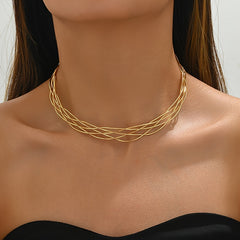 Elegant Twisted Golden Necklace for Women: Perfect for Everyday Wear and Parties