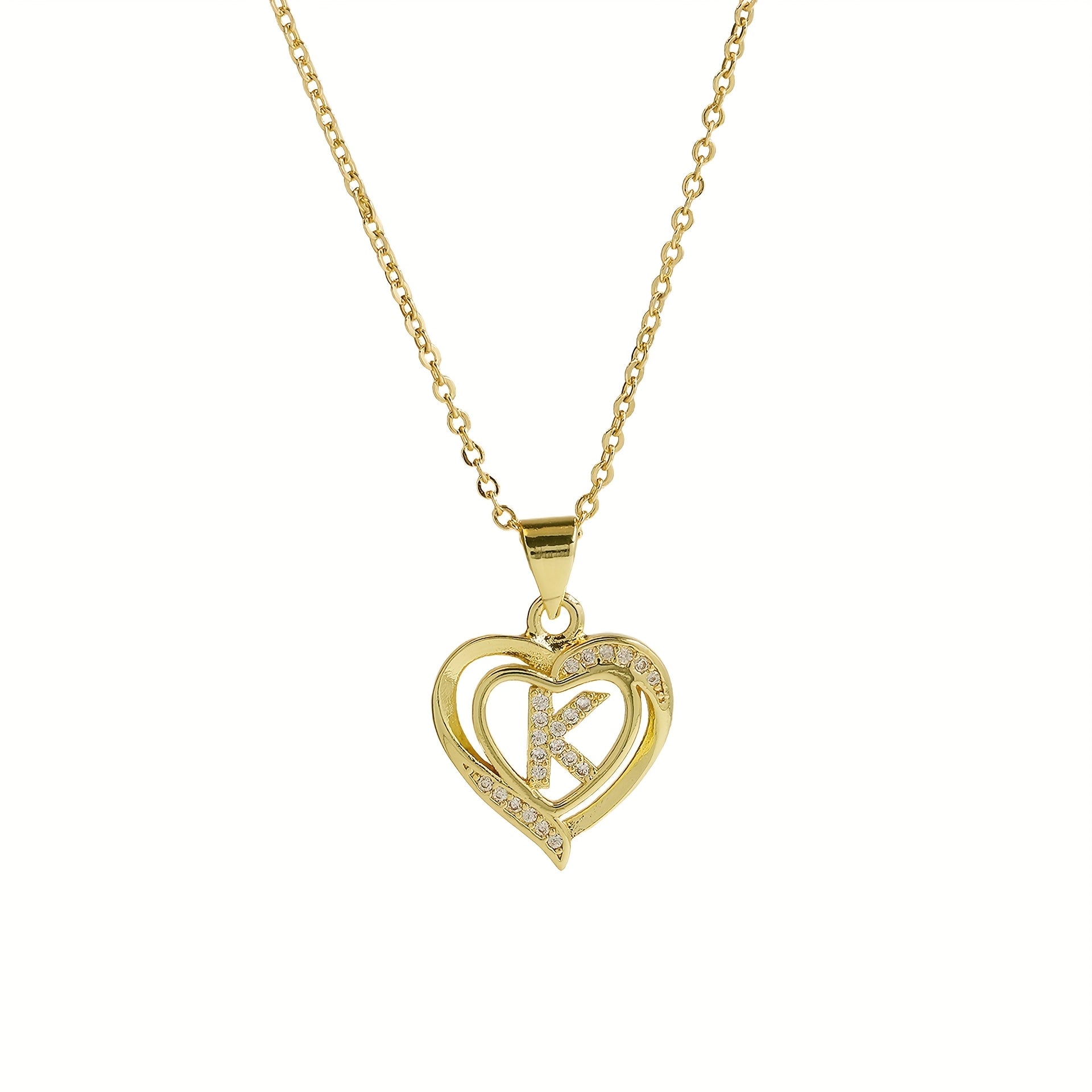 1pc 's Initial Necklace   1 Golden Plated Golden Plated Heart Pendant with A Z Letters (A Z)   Name Jewelry Gift for Wedding  Mother's Day    Elegant Golden Tone Initial Charm for Casual Attire & Special Occasions  for Teenager