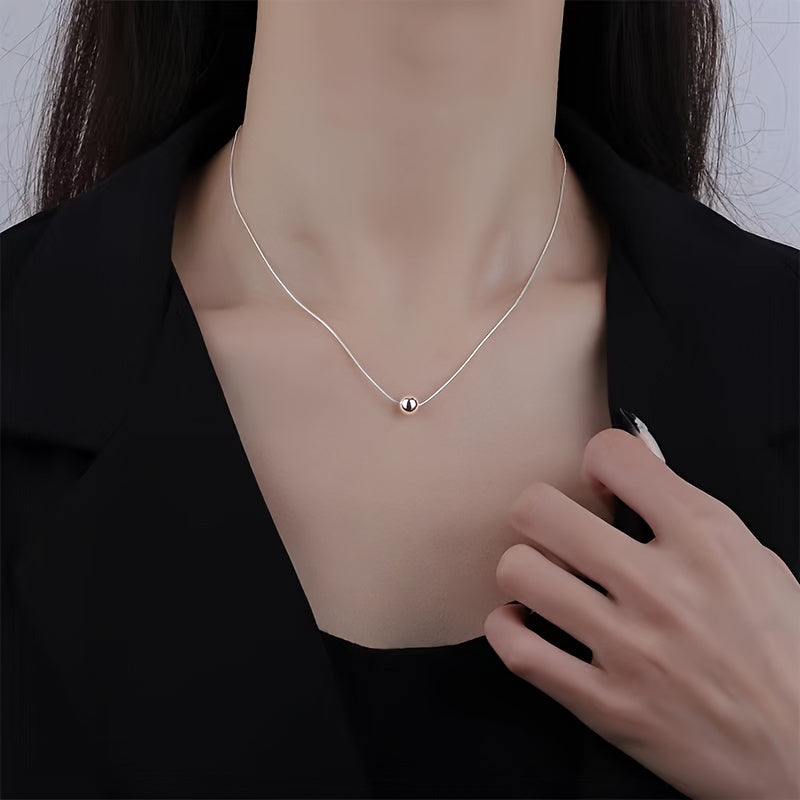A Fashionable and Minimalist Small Round Bead Pendant  18K Golden Plated  Stainless Steel Women's Choker Necklace  Elegant Choker  Fashion Accessory  Minimalist Pendant  Sleek Design  Highquality Pendant  Lightweight Necklace  Gift For Her