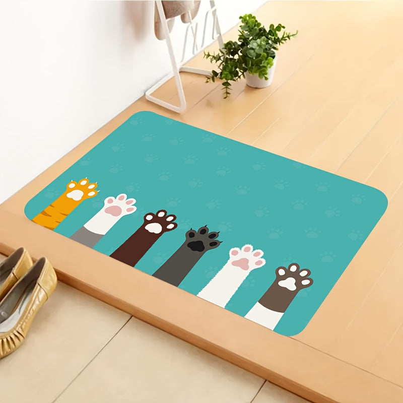 1Pc Cute Cat Paw Print Anti Slip Bath Mat