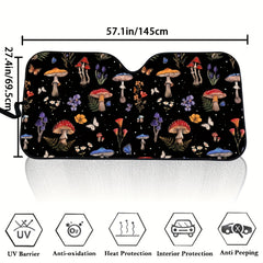 1pc Universal Fit PE Polyethylene Car Windshield Sun Shade  Mushroom Design  UV Sun and Heat Reflector with Buckle Closure  Cooling Vehicle Accessory