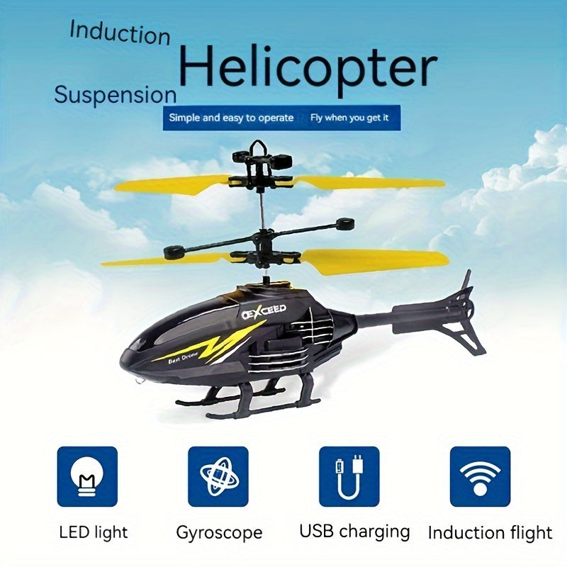 Indoor Children's Toy Aircraft With Remote Control, Gesture Sensing Lights, Crash Resistance, And Suspended Flight Model, Remote Control Sensing Aircraft With Cartoon Design For Children
