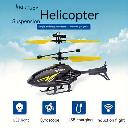Indoor Children's Toy Aircraft With Remote Control, Gesture Sensing Lights, Crash Resistance, And Suspended Flight Model, Remote Control Sensing Aircraft With Cartoon Design For Children