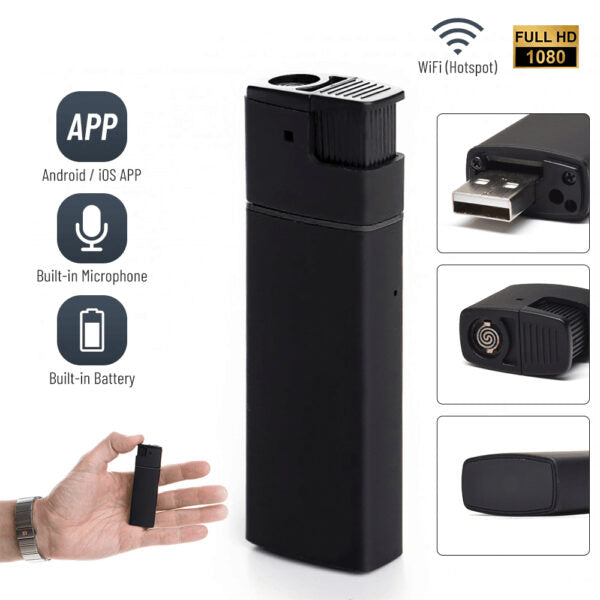 W2 Portable Wireless Wifi Lighter Camera 1080P With Lookcam App