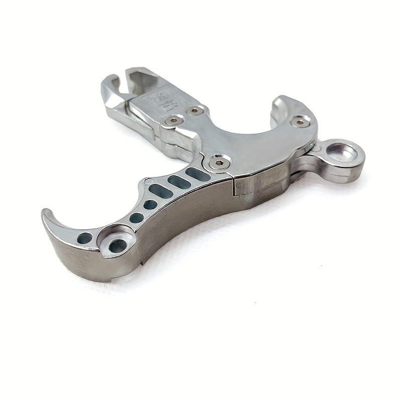 1pc PIAOYU Heavy Duty Adjustable Thumb Slingshot Release with Fishing Fork   Adjustable Lever  Compatible with most Slingshots  for Hunting  Target Shooting  Outdoor Training   Ideal for Adults & Beginners  Hunting Equipment  Sleek Metallic Finish  Ergono