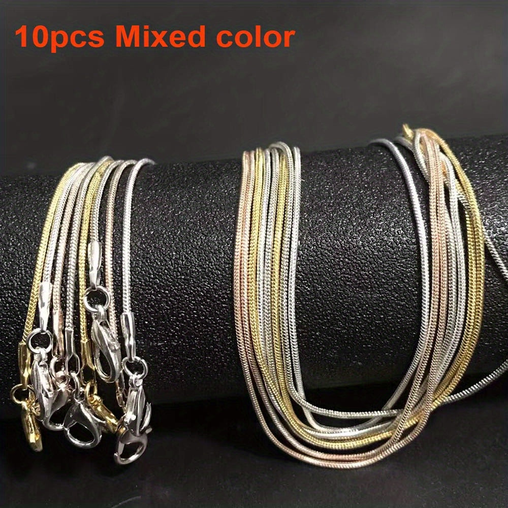 10pcs 40.64 76.2cm ROSE Golden / GOLDEN / PLATED SNAKE CHAINS PLAIN NECKLACES 10 PACKS WHOLESALE