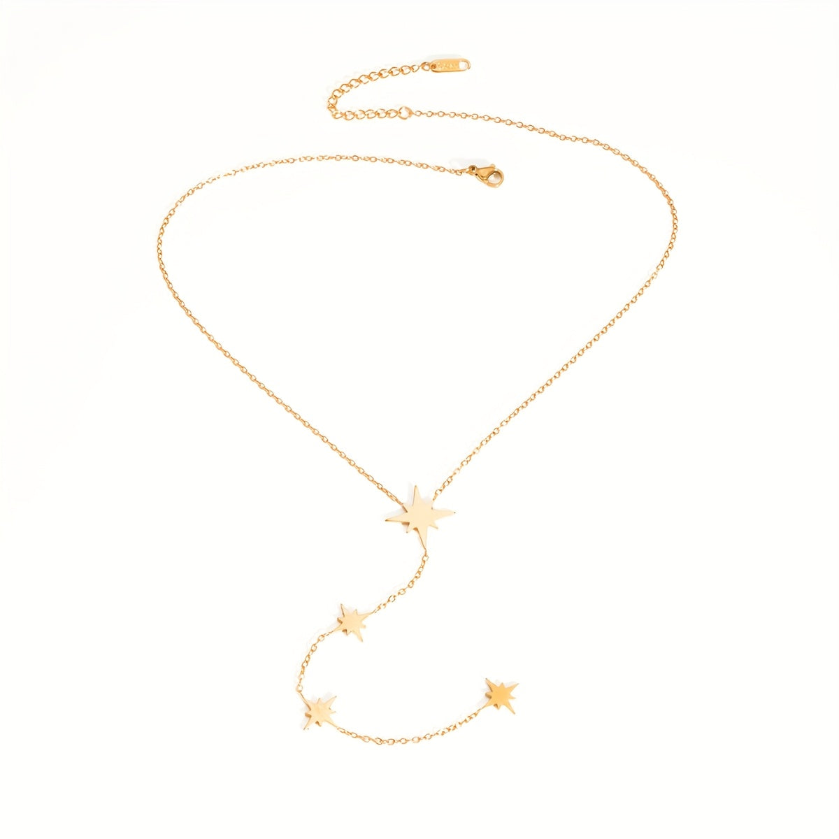 Fashionable New Eight Pointed Star Pendant Long Necklace  Women'S Waterproof Stainless Steel Necklace.