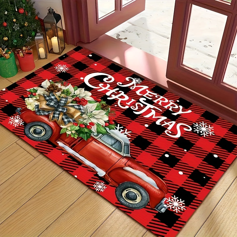 1 Christmas Theme Welcome Doormat Area Machine Washable