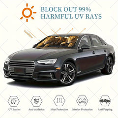 1pc Five Lions Car Travel Pattern Design RV Front Window Windshield Sun Shade Featuring 4 Complimentary Suction Cups  a Foldable Sun Visor That Blocks UV Rays And Provides Heat Protection DQDG27.