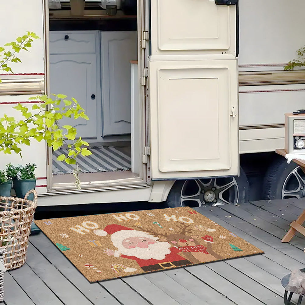 Christmas Faux Coconut Coir Doormat Santa Claus &