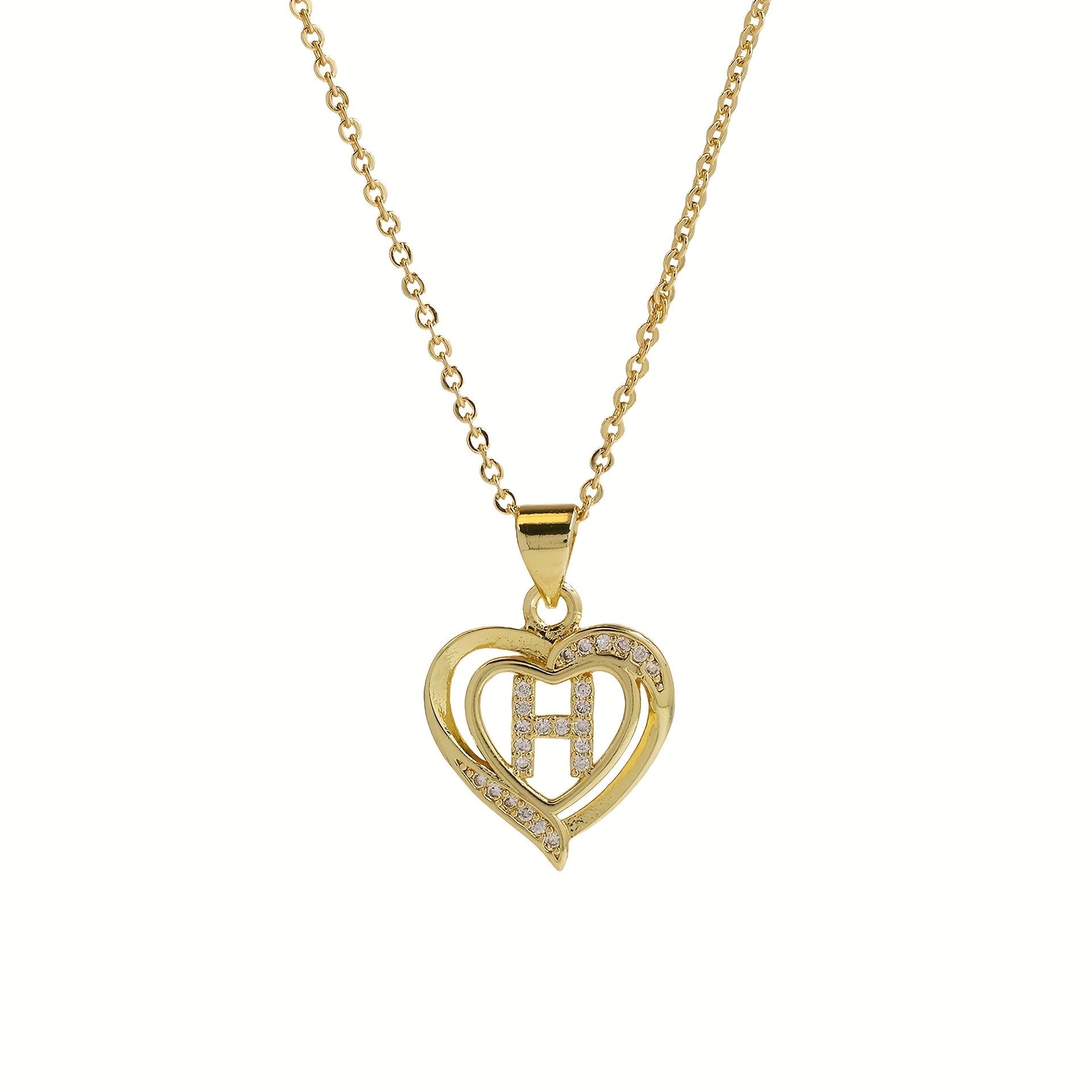 1pc 's Initial Necklace   1 Golden Plated Golden Plated Heart Pendant with A Z Letters (A Z)   Name Jewelry Gift for Wedding  Mother's Day    Elegant Golden Tone Initial Charm for Casual Attire & Special Occasions  for Teenager