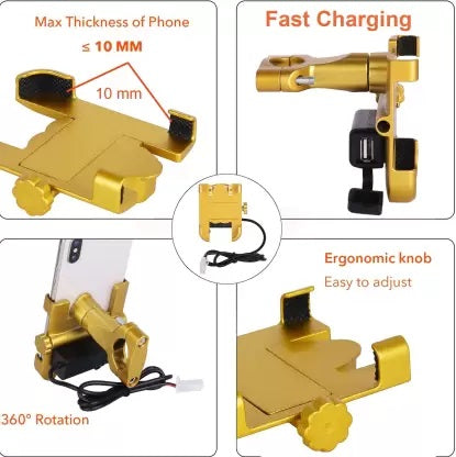 C2B Universal 360° Rotatable Bicycle Phone Holder With USB Port