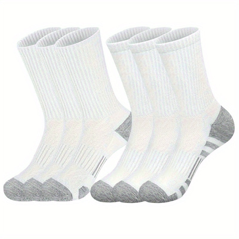 6pcs Men's Crew Socks   Breathable  Comfort Fit for Sports & Casual Wear  Solid Color Polyester