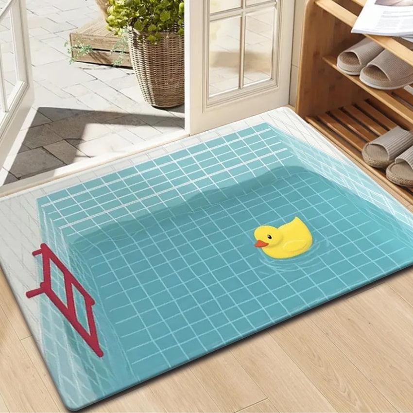 1Pc Flannel Rubber Duckie Rug Non Slip Water Absorbent