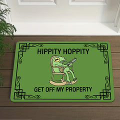 1pc Luxury Green Frog Mat with "HIPPITY HOPPITY GET OFF MY PROPERTY" Design   Non Slip  Machine Washable Polyester Floor Mat for Entryway  Living Room  Bathroom  and Balcony Decor   Ideal Spring & Summer Gift  Bathroom Mat | Playful Design | Durable Floor
