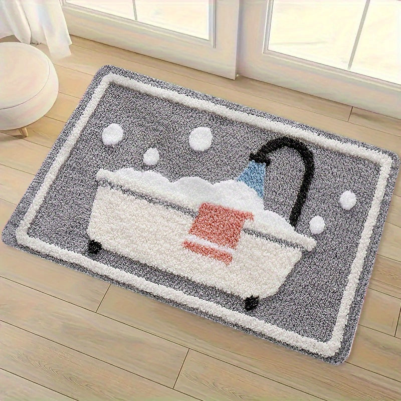 1Pc Flannel Doormat Bathtub Design 450G/㎡ 10Mm Thickened For
