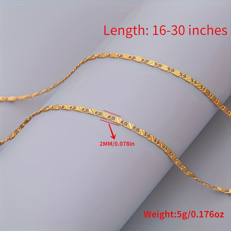 16 30inch 2MM Wide Fashion Luxury Men Women Fashion Solid Embossed Flat Chain Necklace Fine Jewelry