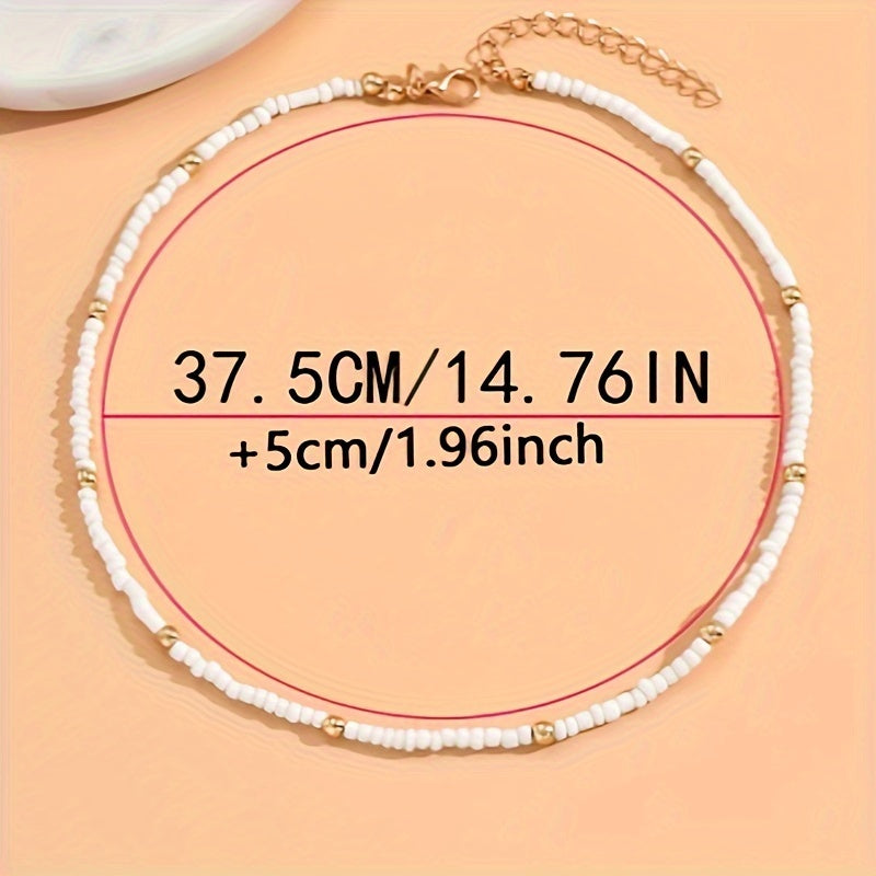 1 Bohemian Style Glass Bead Choker with Adjustable Length for Casual Attire  Handcrafted Chain and Interchangeable Beads