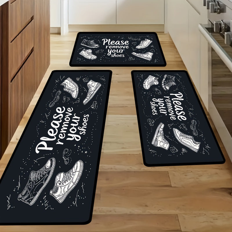 Non Slip Welcome Mat With "Please Remove Shoes"