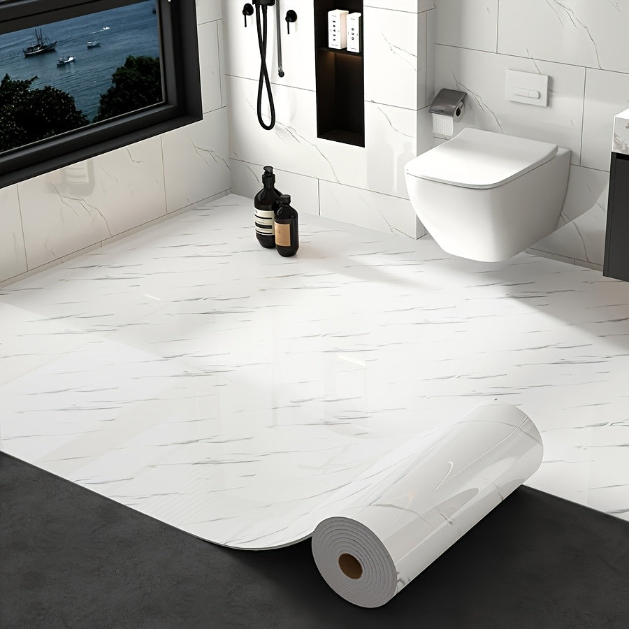 2 Rolls  15.7x118 Inch Thickened Version  3mm Thickness  Easy to Peel and Apply Vinyl Flooring Durable and Removable Waterproof Marble Tile Stickers. Self Adhesive Modern  Marble Pattern Floor Tile Decals  Suitable For Kitchen  Living Room  Office